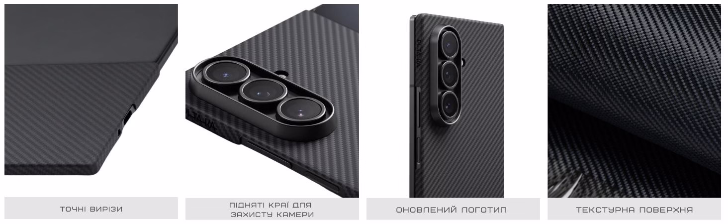 Чохол Pitaka Ultra-Slim Twill Black/Grey для Samsung Galaxy Z Fold 7 (FBFOLD7) - 6
